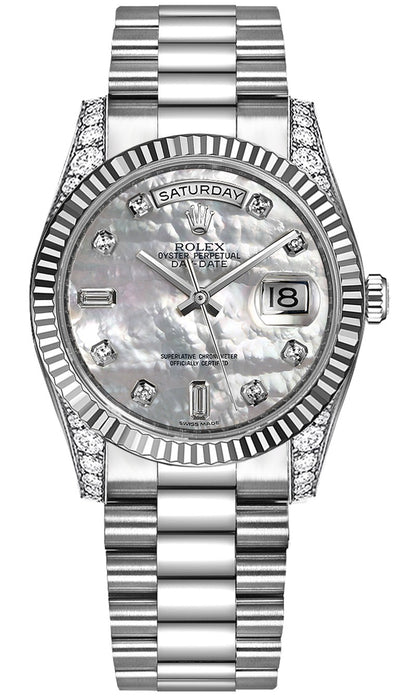 Rolex Day-Date 36 White Gold Diamond Watch 118339