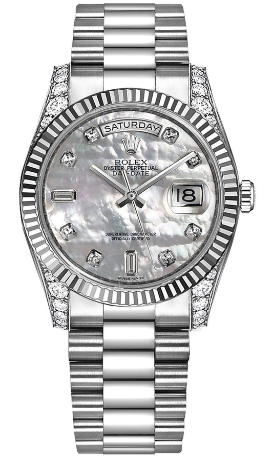 Rolex Day-Date 36 White Gold Diamond Watch 118339