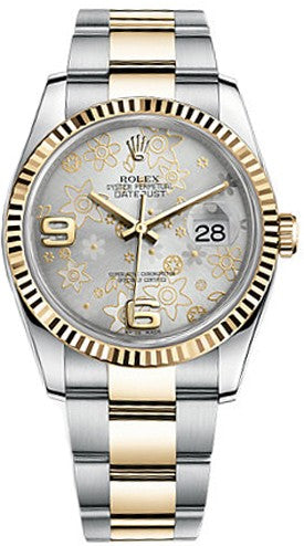 Rolex Datejust 36 Silver Floral Dial Watch 116233-0182