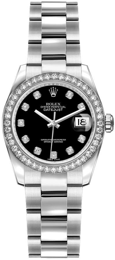 Rolex Lady-Datejust 26 Black Dial Women's Watch 179384-0002