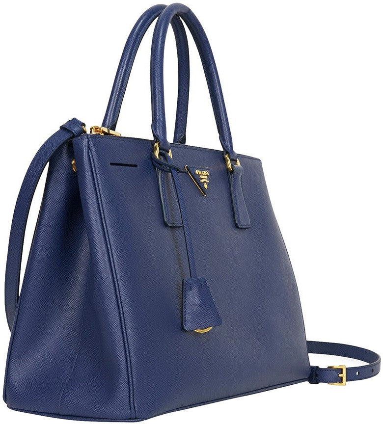 Blue Prada Saffiano Lux Medium Double-Zip Tote Bag