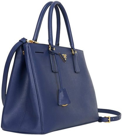 Blue Prada Saffiano Lux Medium Double-Zip Tote Bag