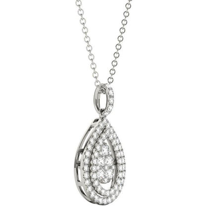 Diamond Triple Pear Pendant, .63 Carat on Solid 18k White Gold P21957W
