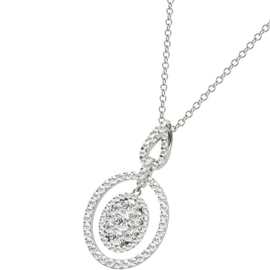 Diamond Pendant, 1.04 Carat on Solid 18k White Gold Women's Necklace P21956W