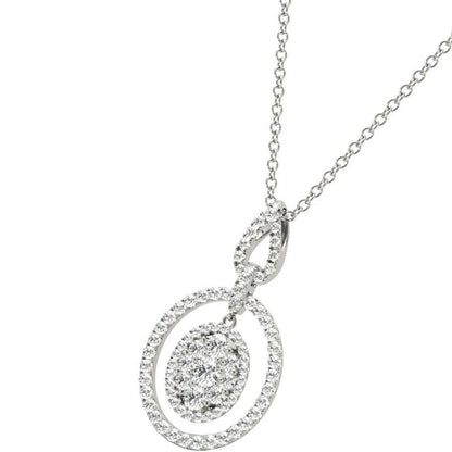 Diamond Pendant, 1.04 Carat on Solid 18k White Gold Women's Necklace P21956W