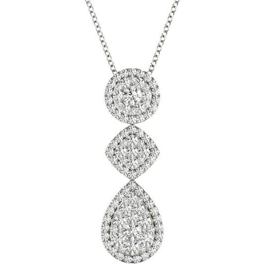 Diamond Pendant, 1.08 Carat on Solid 18k White Gold P21968W