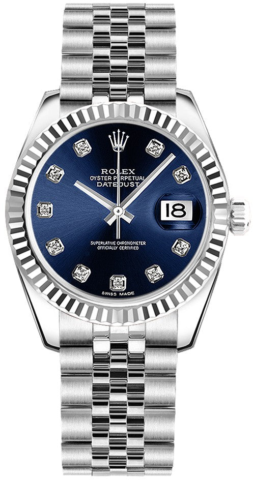 Rolex Datejust 31 Blue Diamond Dial Women's Watch 178274-0048