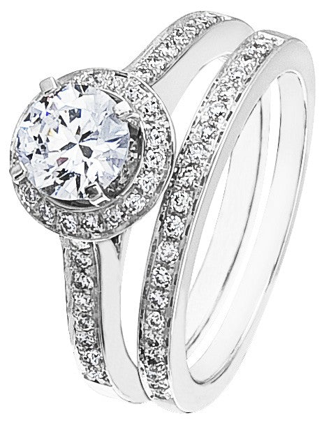 Diamond Wedding Ring Set, .40 Carat Diamonds on 14k White Gold RWG116
