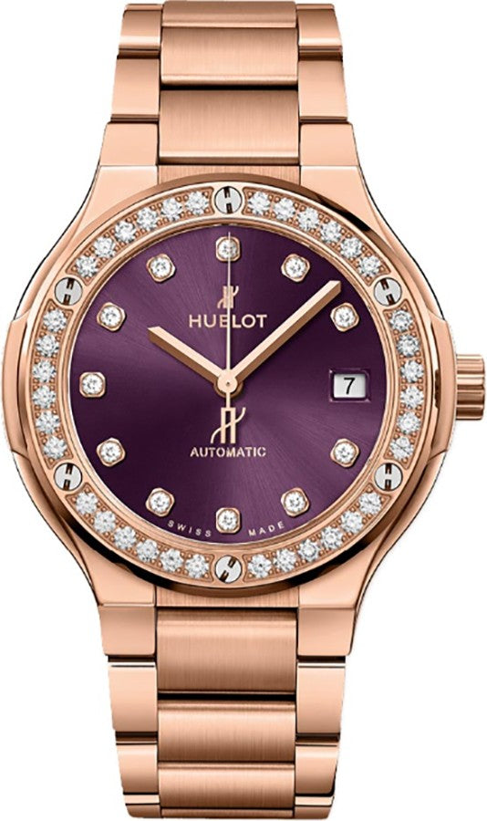 Hublot Classic Fusion Rose Gold Diamonds Women's Watch 568.OX.898V.OX.1204