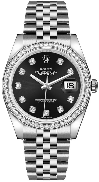 Rolex Datejust 36 Black Diamond Dial Watch 116244-0014