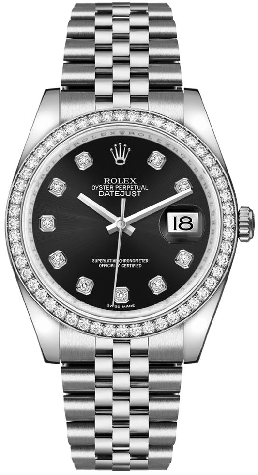 Rolex Datejust 36 Black Diamond Dial Watch 116244-0014