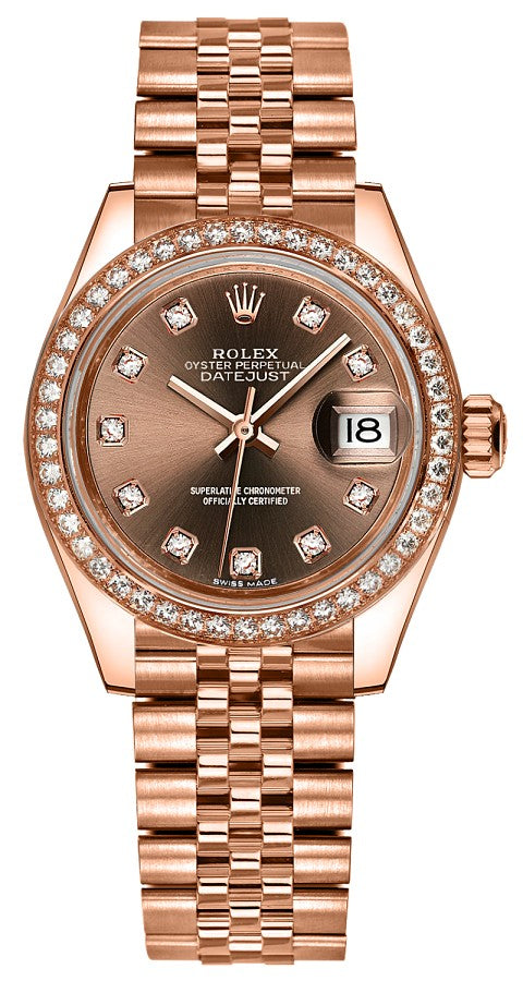 Rolex Lady-Datejust 28 Jubilee Gold Diamond Watch 279135RBR