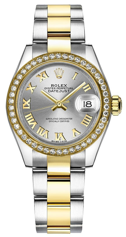 Rolex Lady-Datejust 28 Silver Roman Numeral Watch 279383RBR-0006