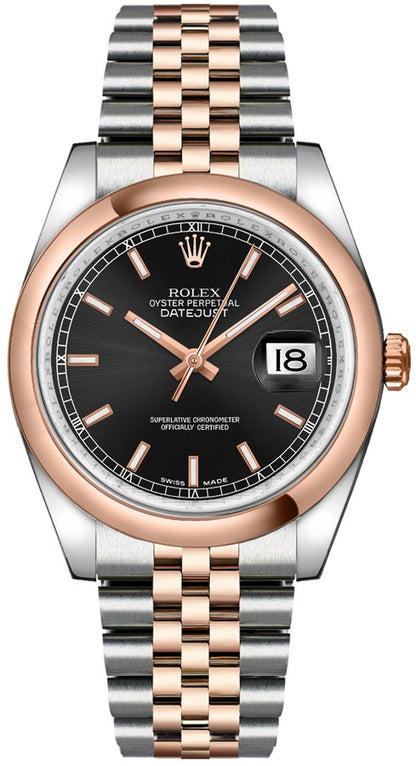 Rolex Datejust 36 Black Dial Jubilee Bracelet Watch 116201-0075
