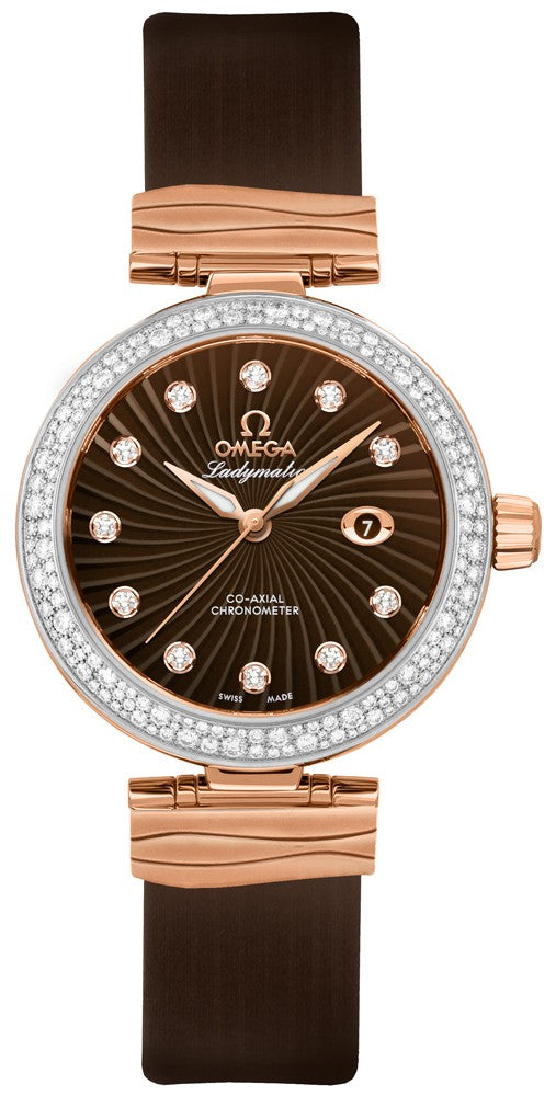 Omega De Ville Ladymatic Brown Dial & Diamonds Ladies Luxury Watch 425.27.34.20.63.001