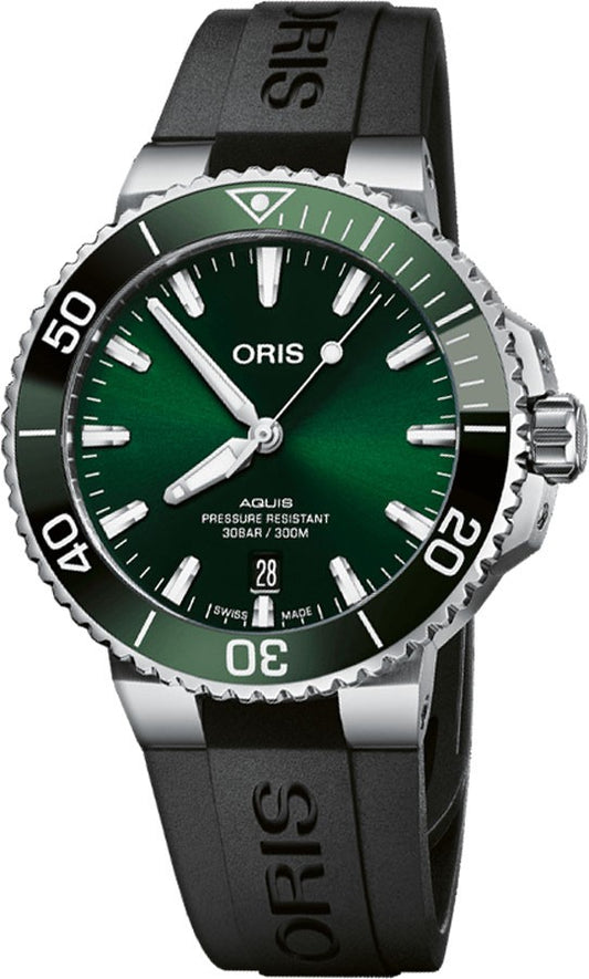 Oris Aquis Date Green Dial Stainless Steel Men's Watch 73377324157RS