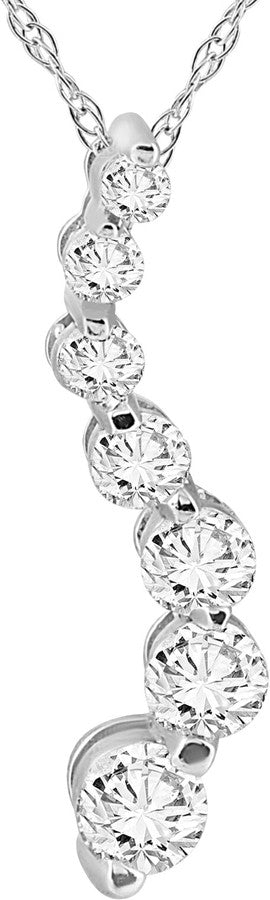 Diamond Journey Pendant, 0.5 Carat on Solid 14k White Gold