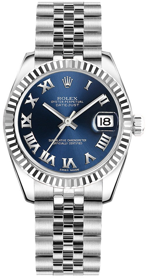 Rolex Datejust 31 Blue Roman Numeral Dial Watch 178274-0081