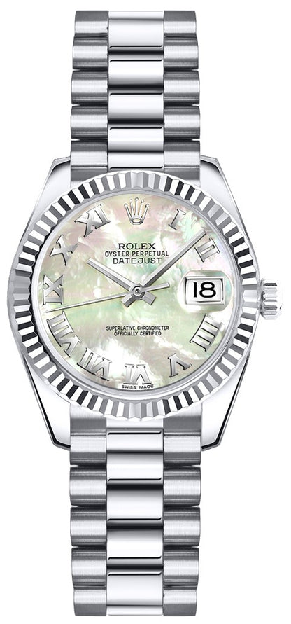 Rolex Lady-Datejust 26 Mother of Pearl White Gold Watch 179179