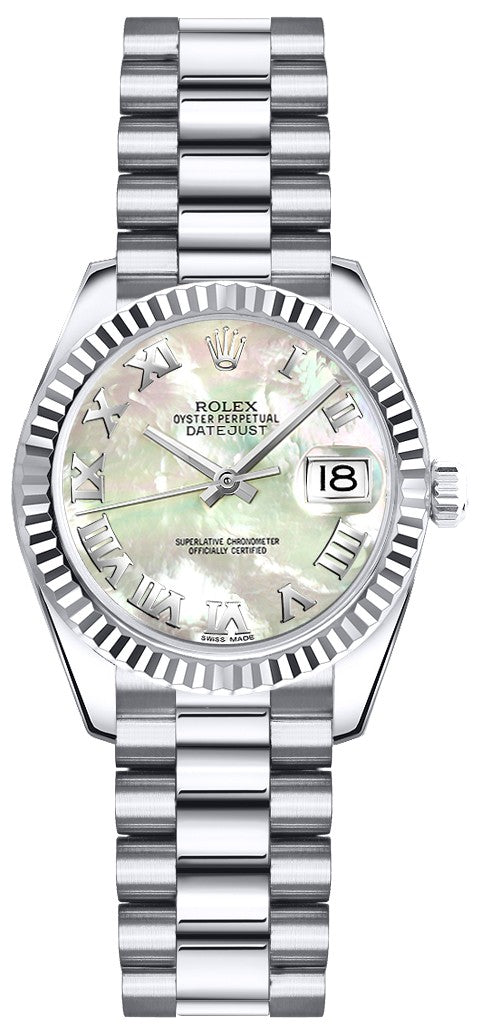 Rolex Lady-Datejust 26 Mother of Pearl White Gold Watch 179179