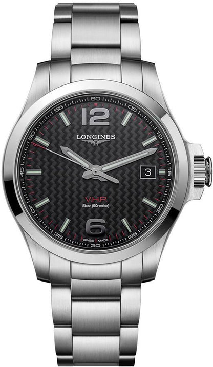 Longines Conquest V.H.P. Black Carbon Dial Men's Watch L3.716.4.66.6