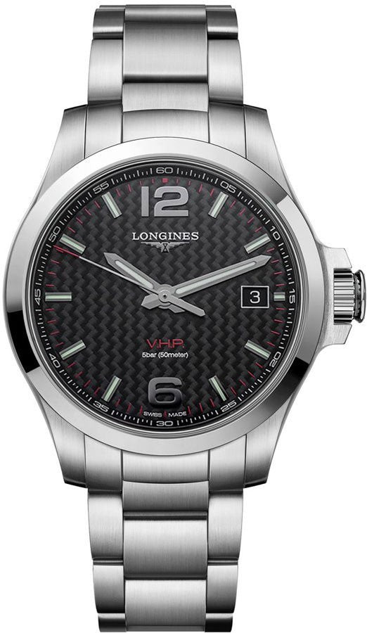 Longines Conquest V.H.P. Black Carbon Dial Men's Watch L3.716.4.66.6