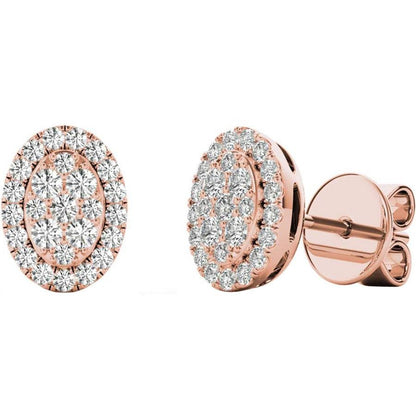 .31 TCW Rose Gold Diamond Halo Pave Earrings E20237R