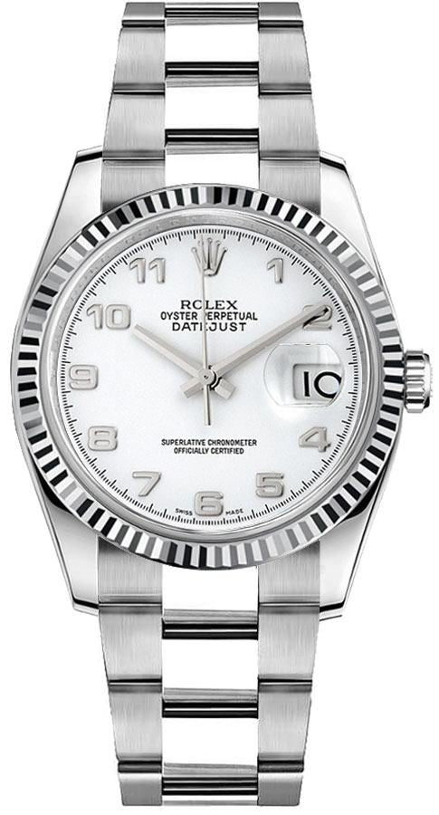 Rolex Datejust 36 White Gold Fluted Bezel Watch 116234