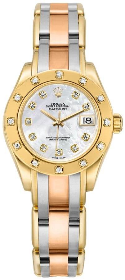 Rolex Pearlmaster Tri-tone Mother of Pearl Women's Watch 80318-7294