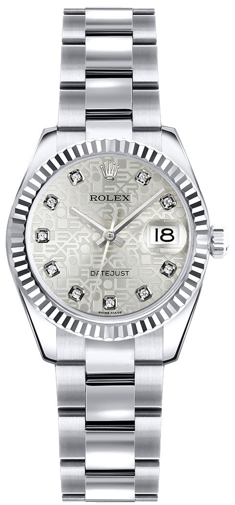 Rolex Lady-Datejust 26 Oyster Bracelet Silver Jubilee Dial Watch 179179