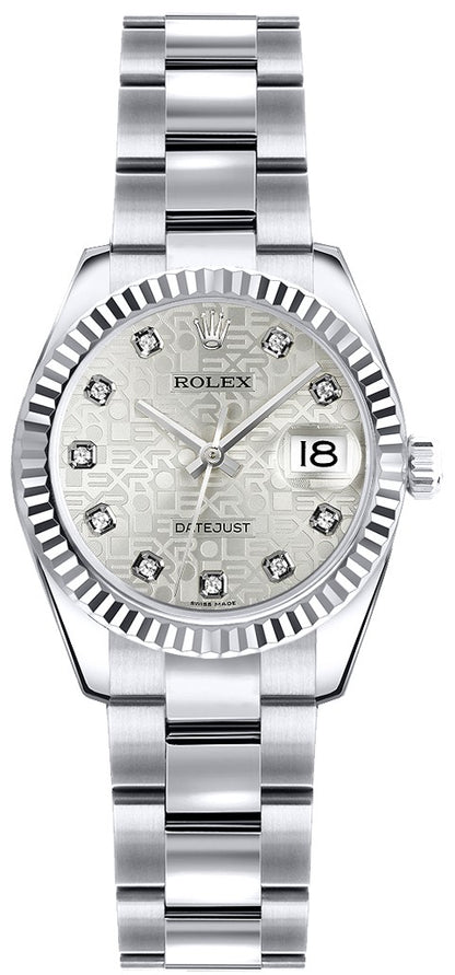 Rolex Lady-Datejust 26 Oyster Bracelet Silver Jubilee Dial Watch 179179