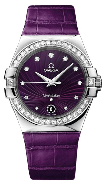 Omega Constellation Purple Dial Diamond Women's Watch 123.18.35.60.60.001