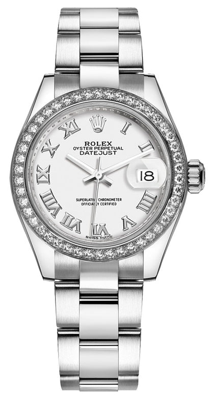 Rolex Lady-Datejust 28 White Roman Dial Women's Watch 279384RBR-0020