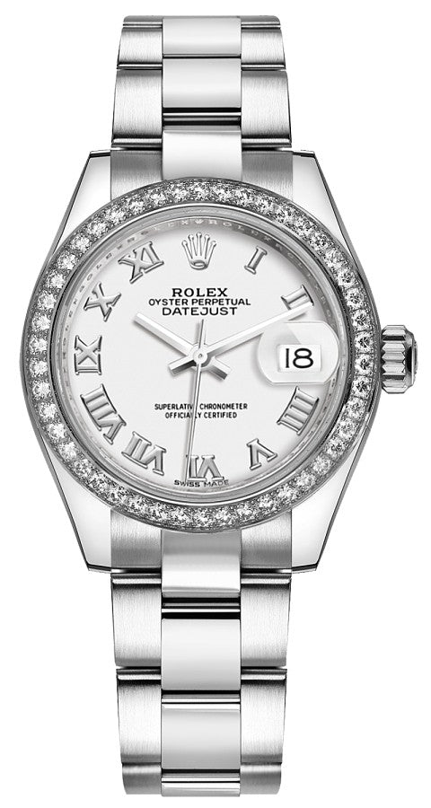 Rolex Lady-Datejust 28 White Roman Dial Women's Watch 279384RBR-0020
