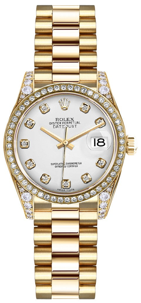 Rolex Lady-Datejust 26 18k Yellow Gold Diamonds Women's Watch 179158