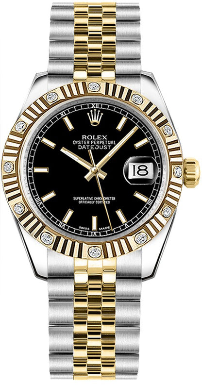 Rolex Datejust 31 Black Dial Jubilee Bracelet Watch 178313-0001