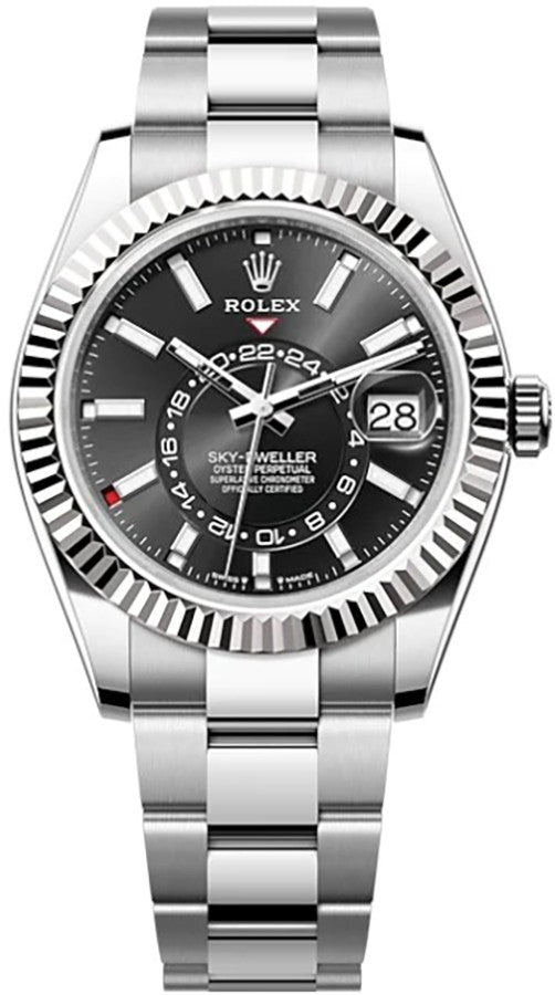 Rolex Sky-Dweller 18k White Gold Fluted Bezel Men's Watch 336934-0007