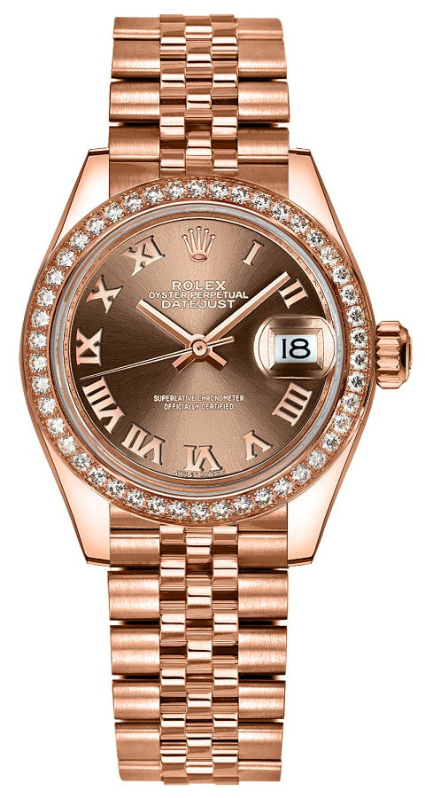 Rolex Lady-Datejust 28 Roman Numeral Dial Gold Watch 279135RBR
