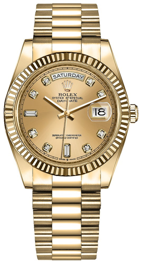 Rolex Day-Date 36 Champagne Diamond Dial Women's Watch 128238-0008