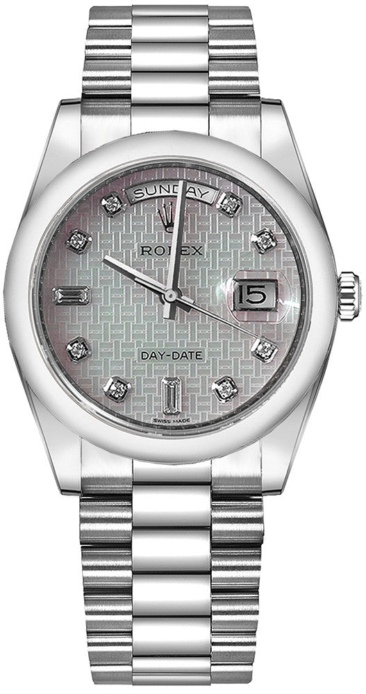 Rolex Day-Date 36 Platinum Mother of Pearl Watch 118206-0119