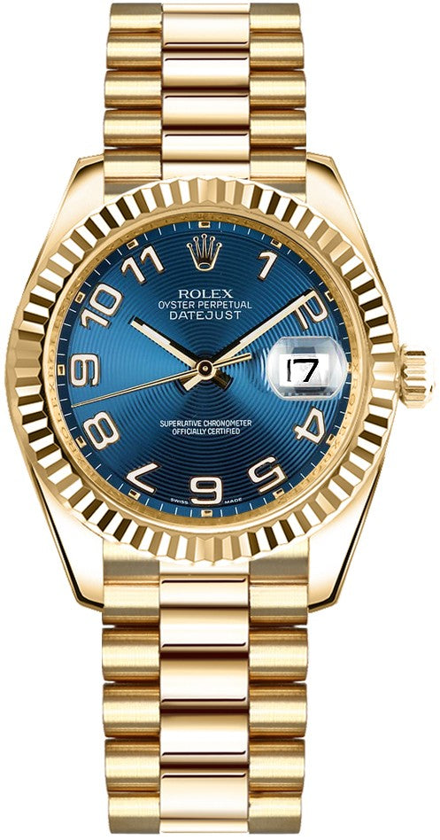 Rolex Datejust 31 Blue Dial Solid Gold Watch 178278