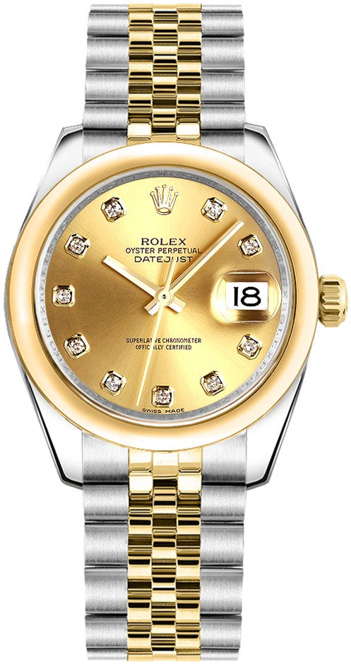 Rolex Datejust 31 Champagne Diamond Jubilee Bracelet Watch 178243-0037