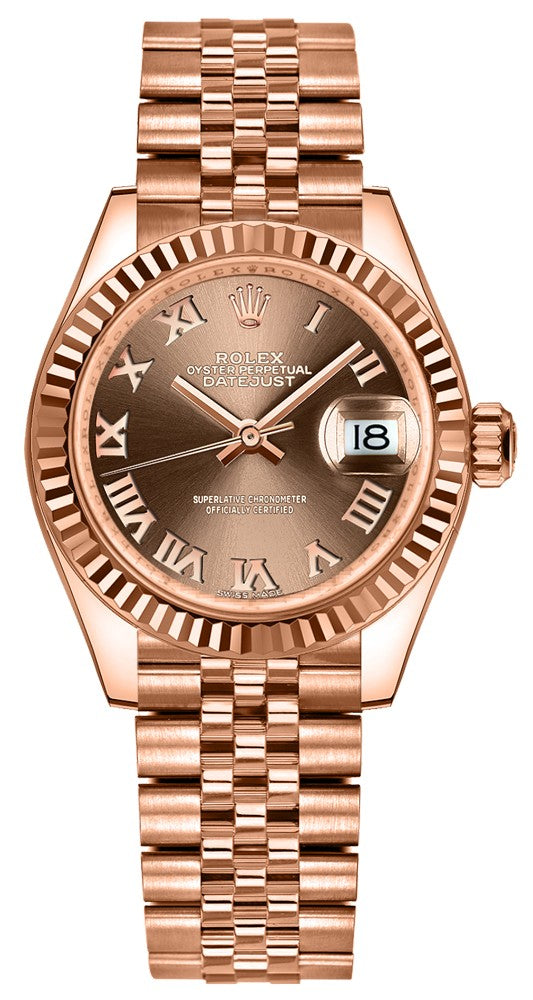 Rolex Lady-Datejust 28 Chocolate Jubilee Bracelet Women's Watch 279175-0015