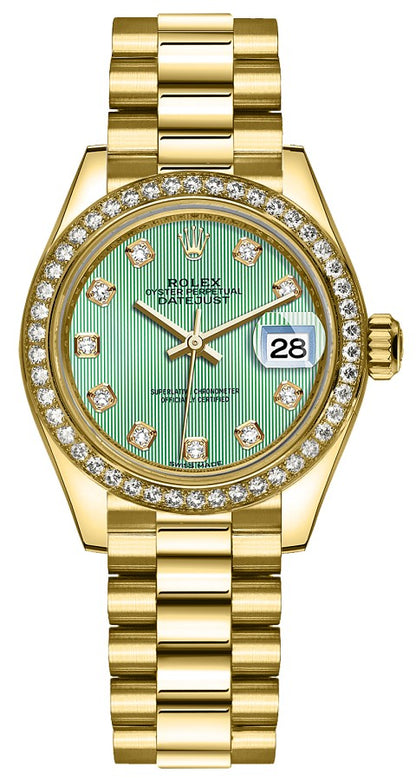 Rolex Lady-Datejust 28 Green Dial Gold Watch 279138RBR-0025
