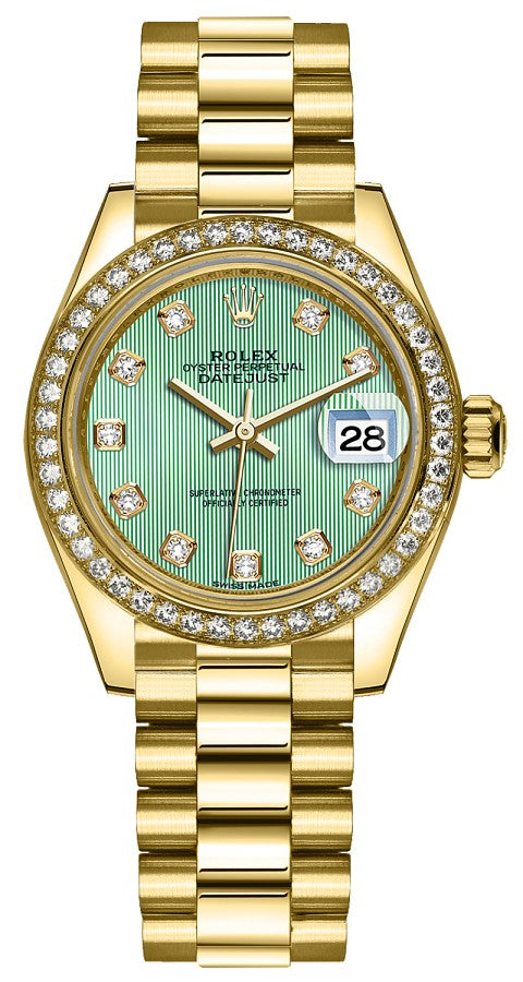 Rolex Lady-Datejust 28 Green Dial Gold Watch 279138RBR-0025